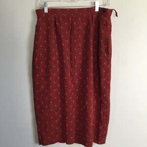 Vintage Argenti Red & Black Polka Dot Pencil Skirt High Waist 100% silk sz 10